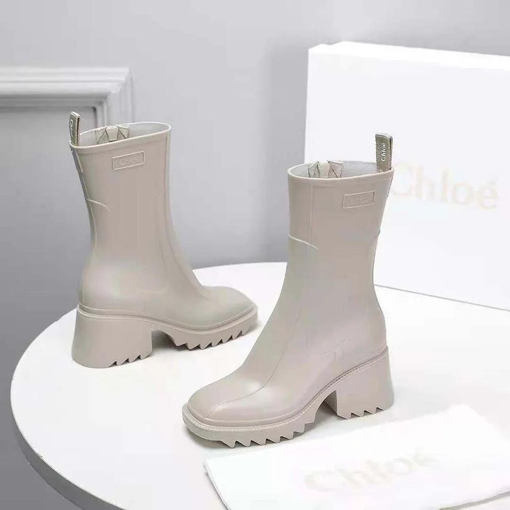 Chloe Betty Rain Boot in 50 mm Heel Height for Women in Beige