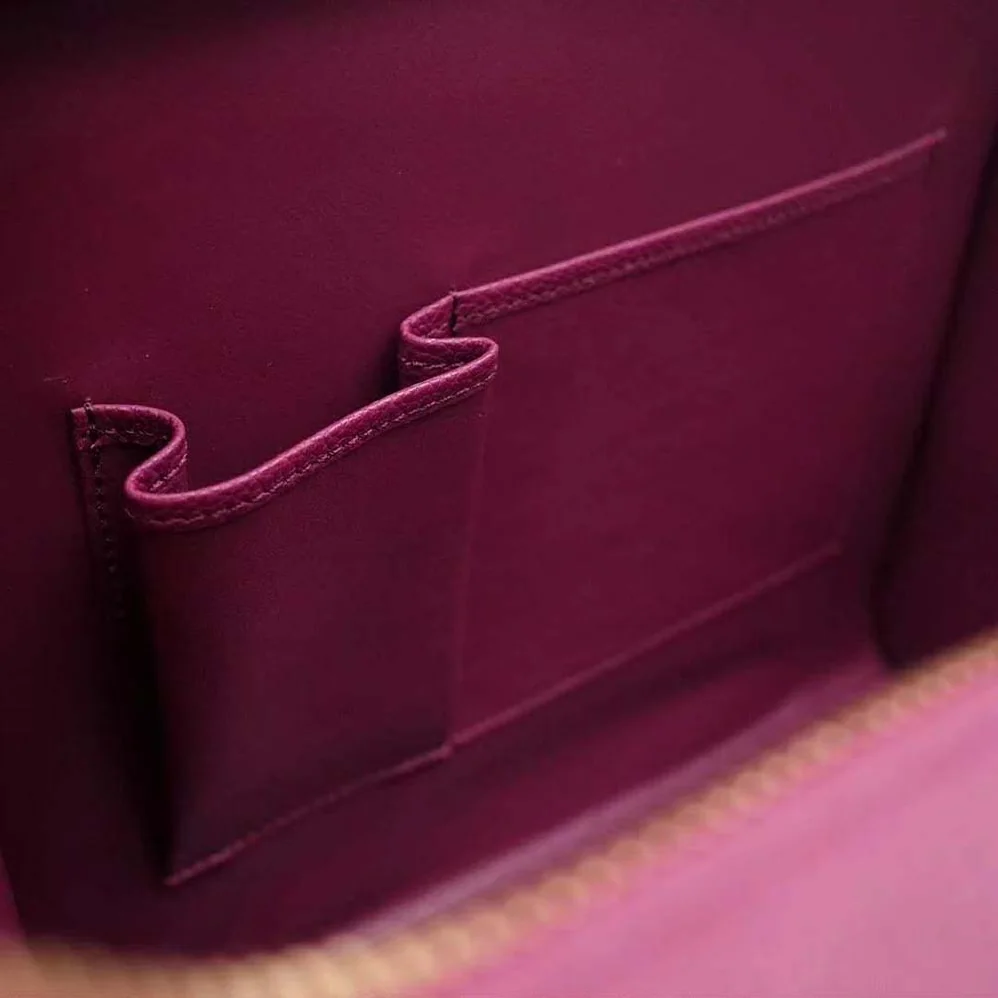 Celine Micro Luggage Handbag in Drummed Calfskin for Women in Maroon