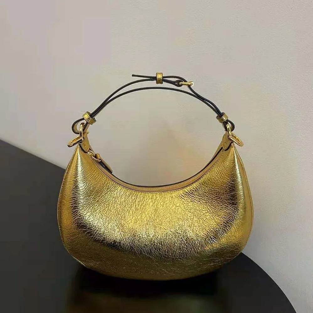 Fendi Fendigraphy Small Gold Laminated Leather Bag for Women