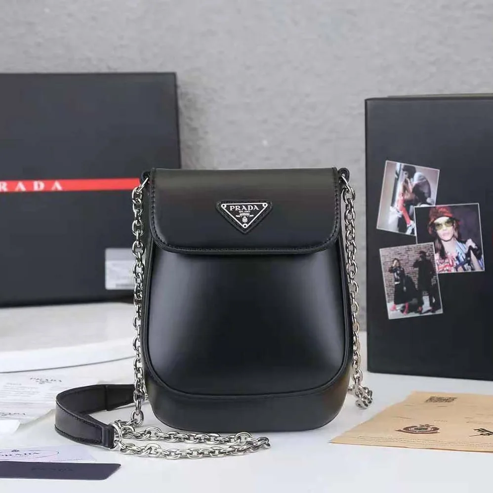 Prada Brushed Leather Mini-bag for Women in Black Prada Brushed Leather Mini-bag for Women in Black