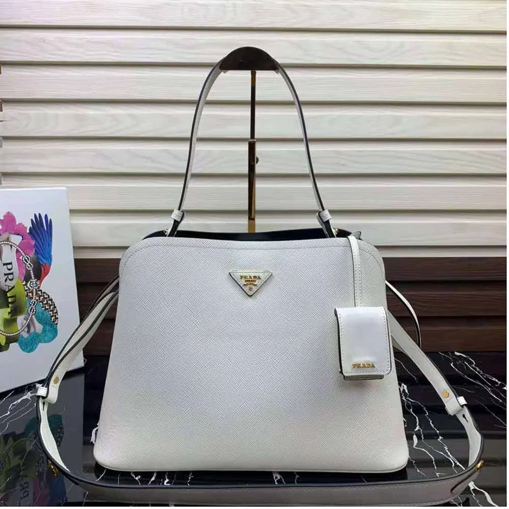 Prada Saffiano Leather Prada Matinee Bag for Women in White