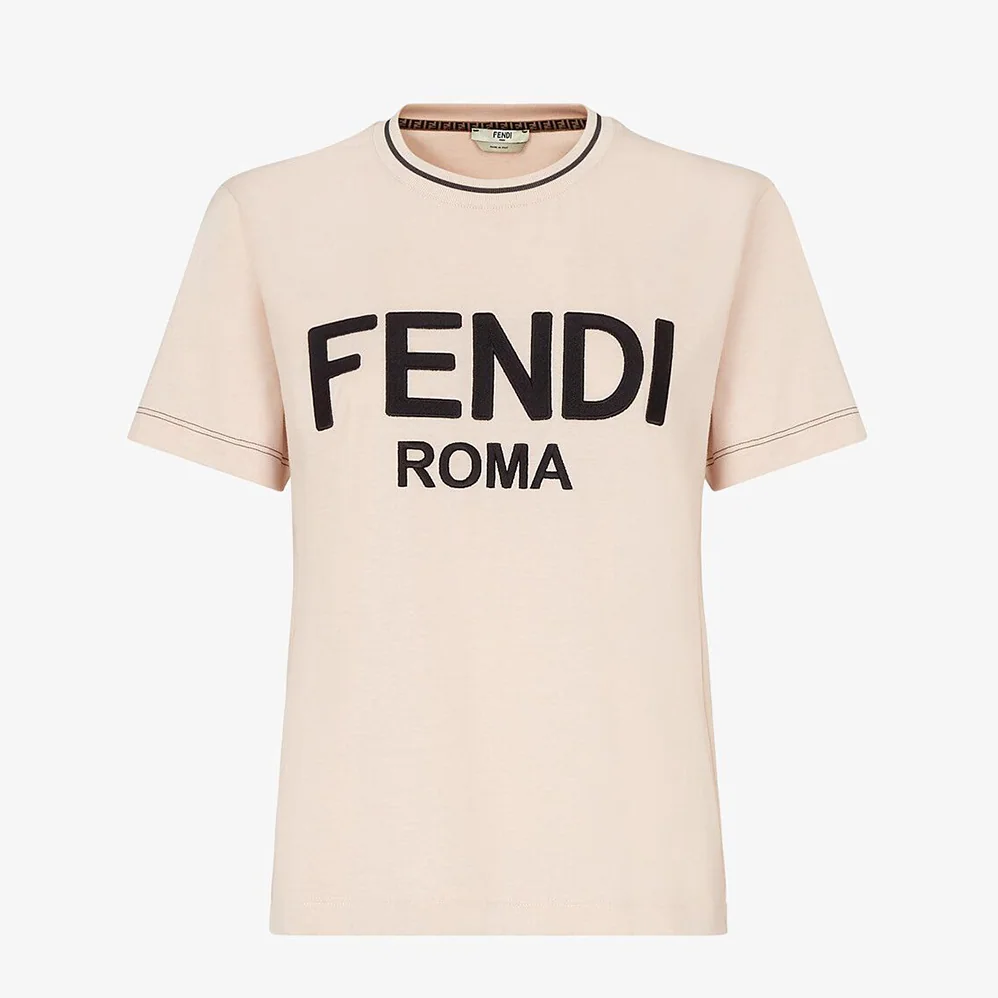 Fendi Pink Jersey T-shirt with Crew Neck and Short Sleeves for Women Fendi Pink Jersey T-shirt with Crew Neck and Short Sleeves for Women