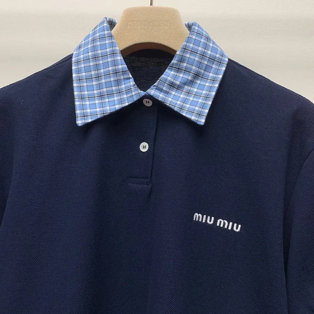 Miu Miu Piqué and Poplin Polo Shirt for Women