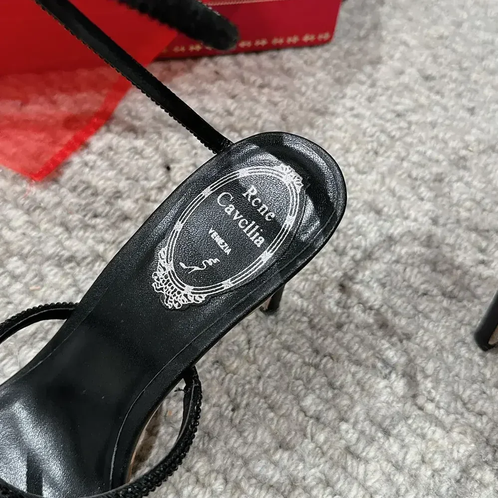 Rene Caovilla Cleo Black Sandal 80 for Women