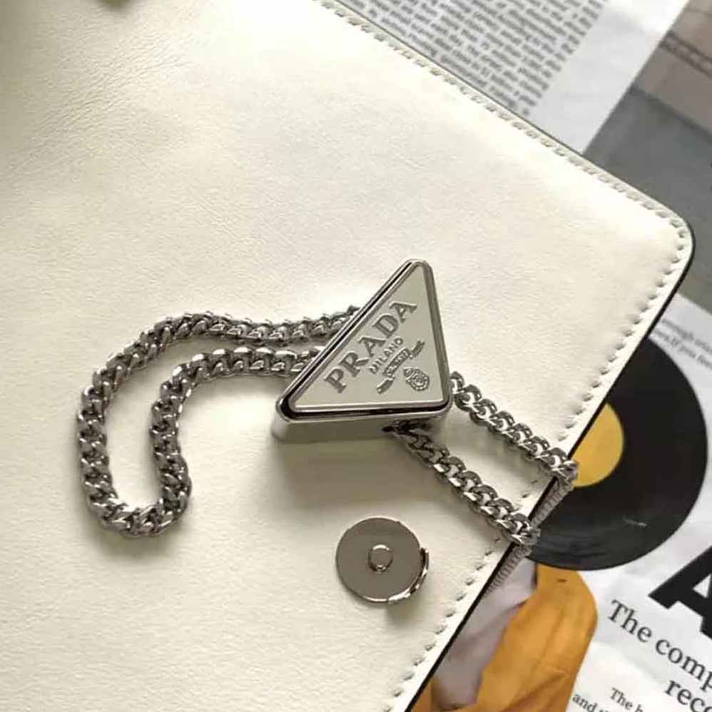 Prada Brushed Leather Shoulder Bag for Women in White