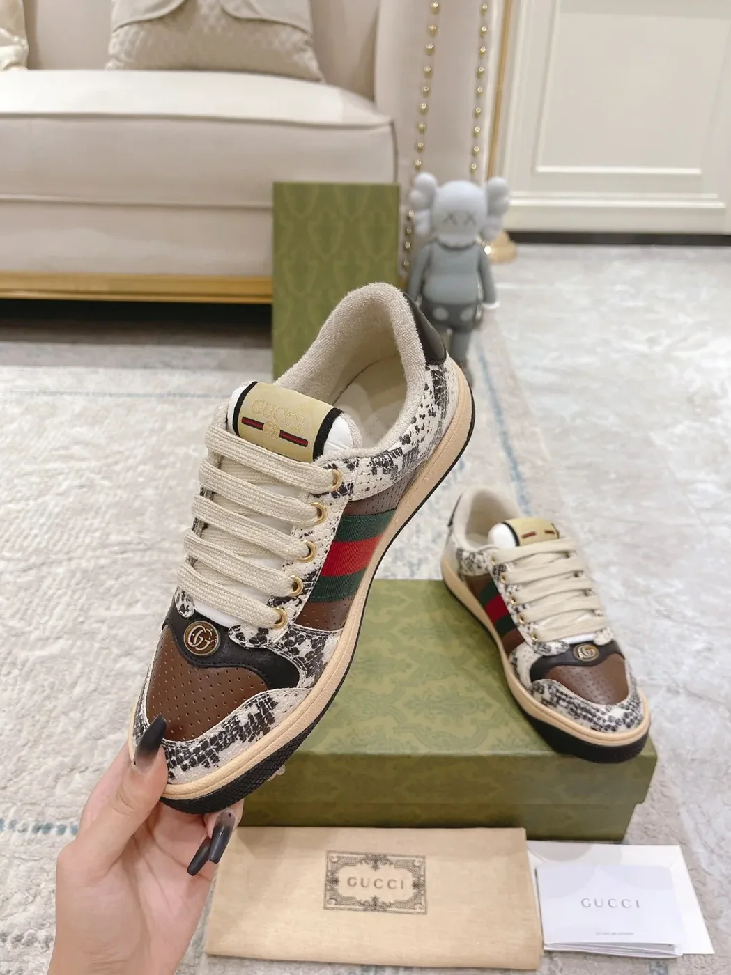 Gucci Screener Python in Effect Beige GG Shoes Gucci Screener Python in Effect Beige GG Shoes