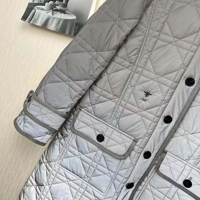 Dior CD Macrocannage Peacoat Gray Quilted Reflective Technical Taffeta for Women Dior CD Macrocannage Peacoat Gray Quilted Reflective Technical Taffeta for Women