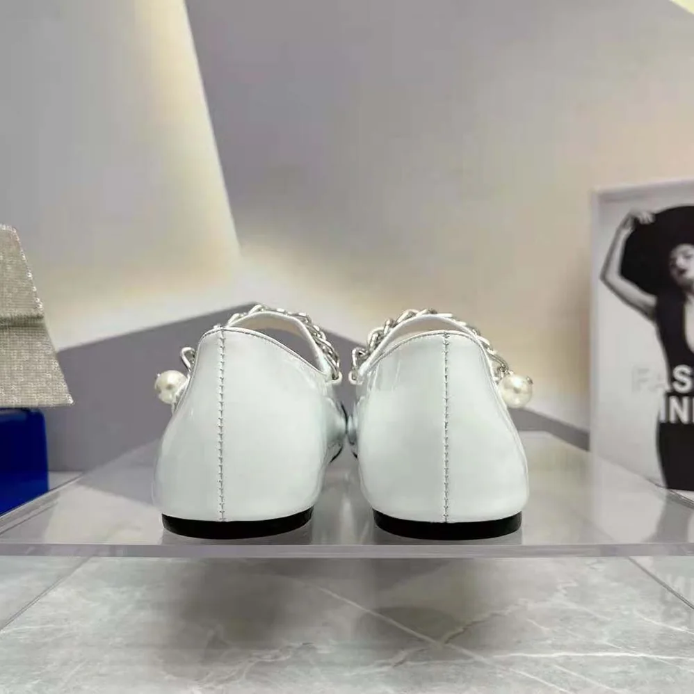 Miu Miu Patent Leather Ballerinas for Women in White Miu Miu Patent Leather Ballerinas for Women in White