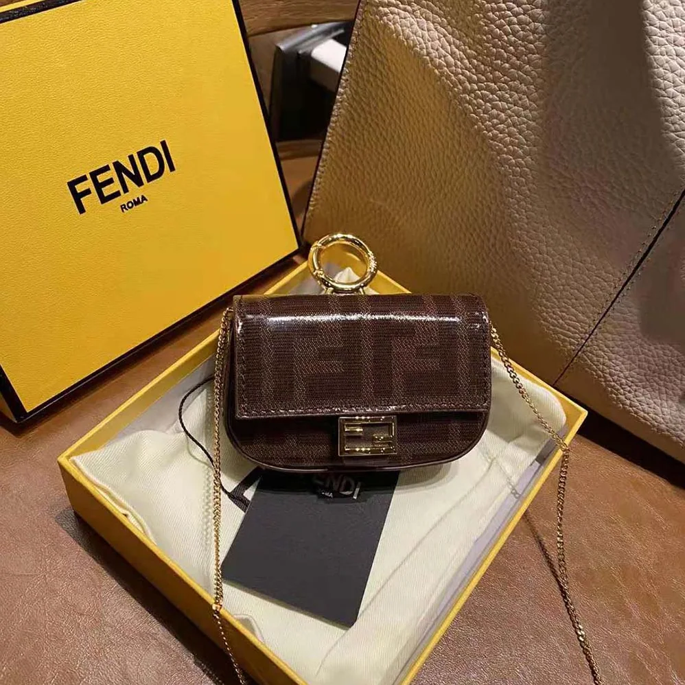 Fendi Nano Baguette Charm Fabric Charm for Women in Brown