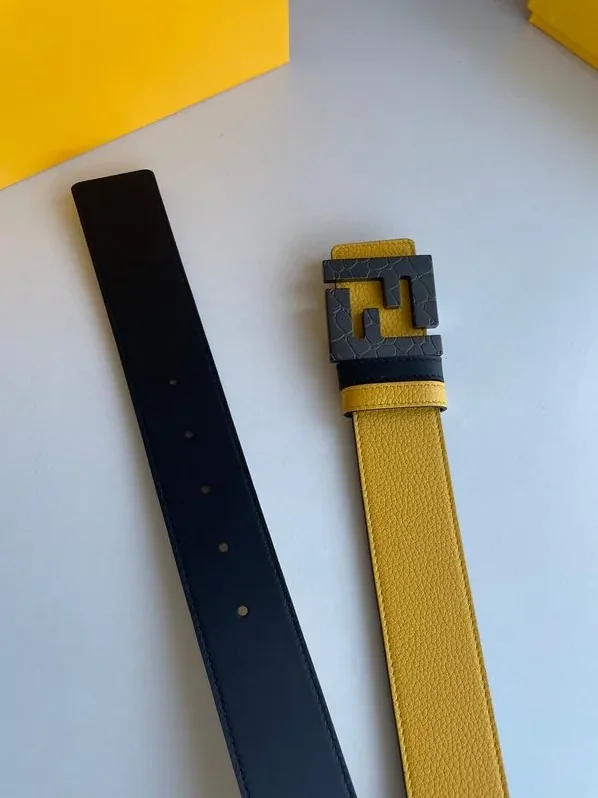 Fendi Belt With Double F Buckle Yellow