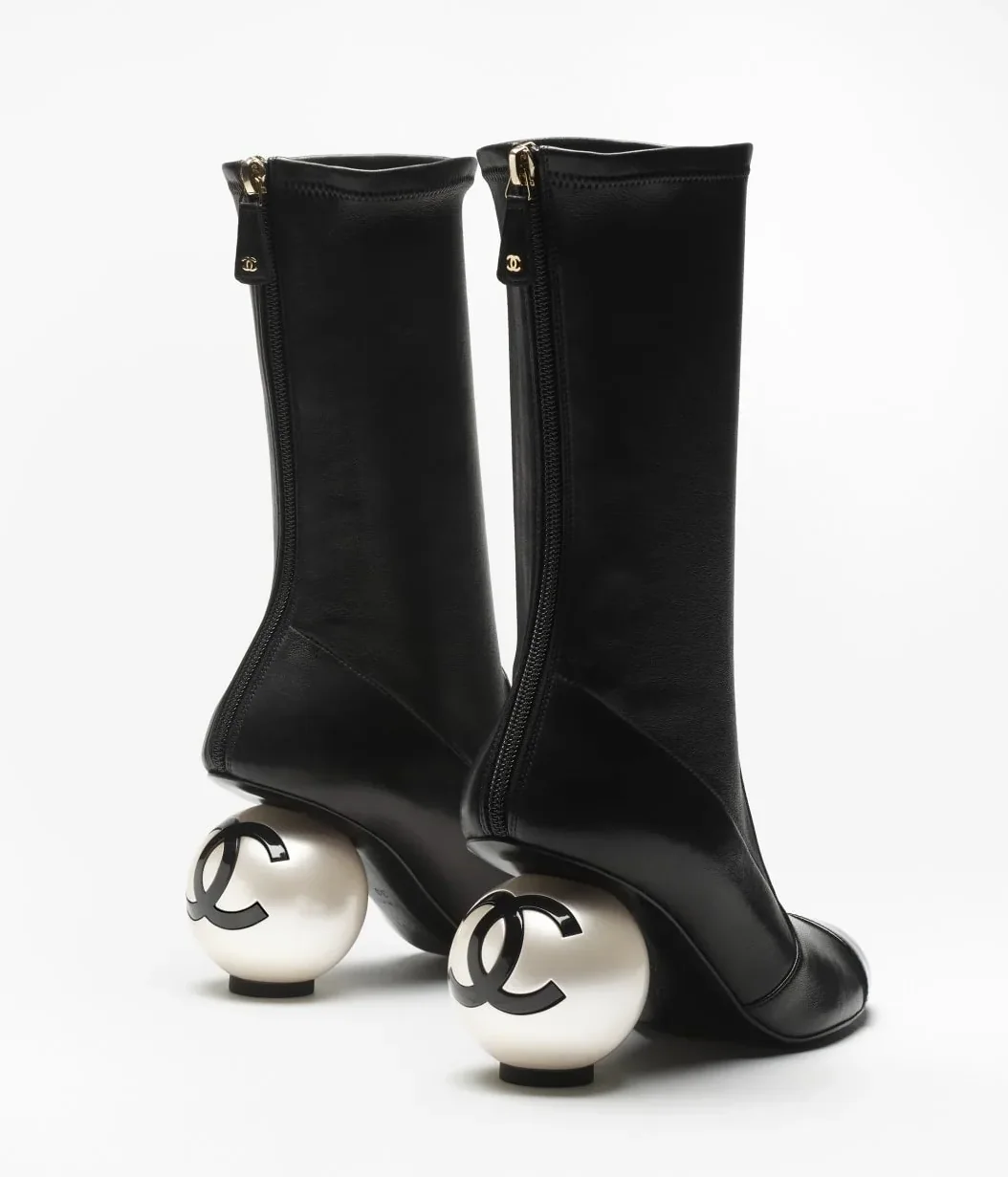 Chanel Mid in Calf Boots Black