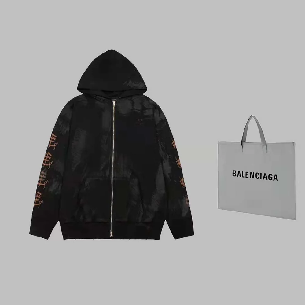 Balenciaga Heavy Metal Zip-Up Hoodie Small Fit in Black Curly Fleece for Women Balenciaga Heavy Metal Zip-Up Hoodie Small Fit in Black Curly Fleece for Women