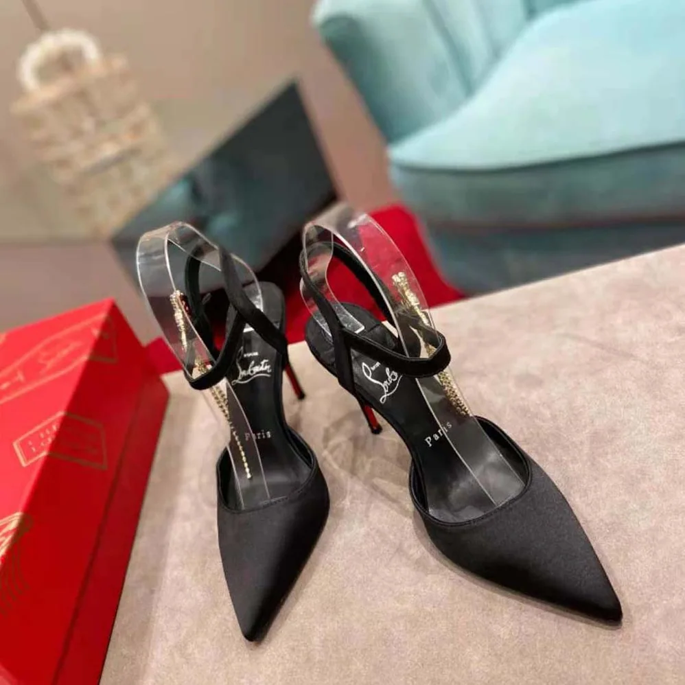 Christian Louboutin Goldina 100 mm Heel Height for Women in Black Christian Louboutin Goldina 100 mm Heel Height for Women in Black