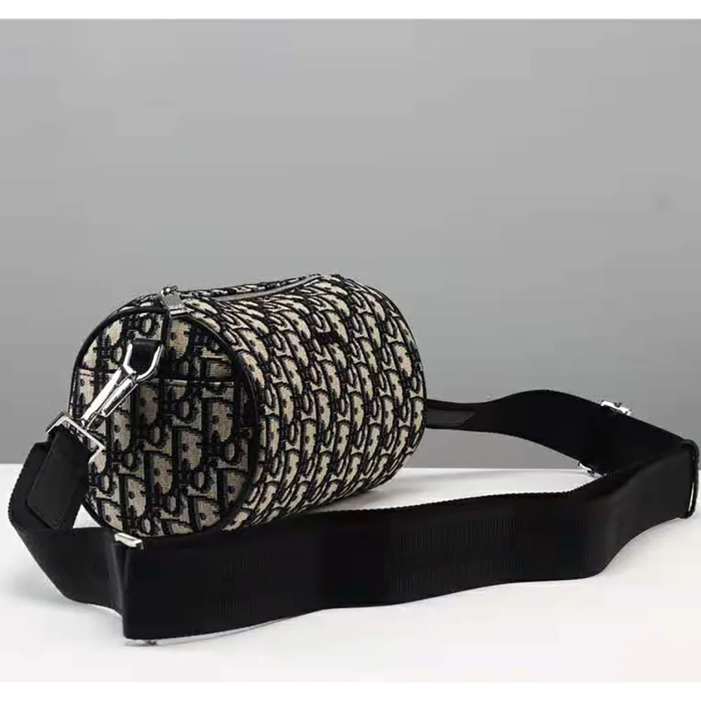 Dior Beige and Black Dior Oblique Jacquard Roller Messenger Bag for Men Dior Beige and Black Dior Oblique Jacquard Roller Messenger Bag for Men