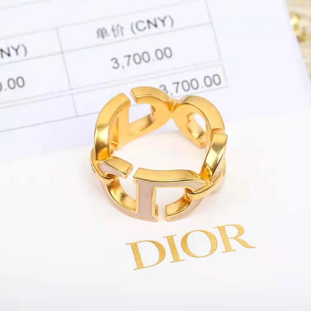Dior 30 Montaigne Ring Gold-Finish Metal and Sand Pink Lacquer for Women Dior 30 Montaigne Ring Gold-Finish Metal and Sand Pink Lacquer for Women