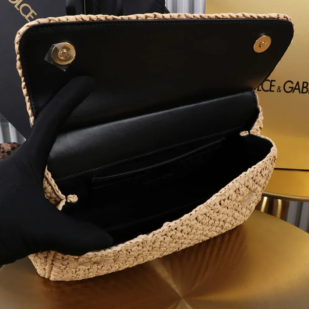 Dolce Gabbana D&G Elongated Medium Sicily Handbag in Crochet Raffia for Women