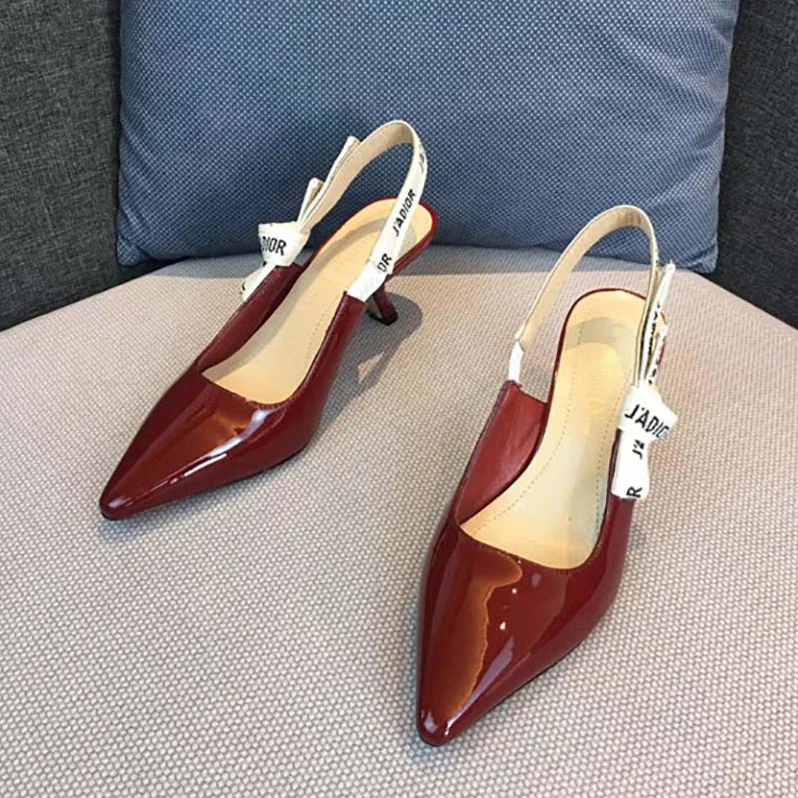 Dior Sling-Back Patent Leather J'Adior Ribbon 6.5cm Shoes for Women in Red