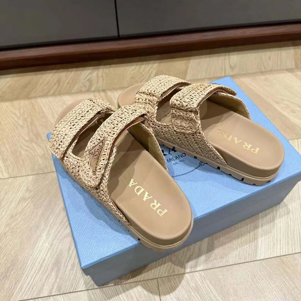 Prada Crochet Sandals for Women in Beige Prada Crochet Sandals for Women in Beige