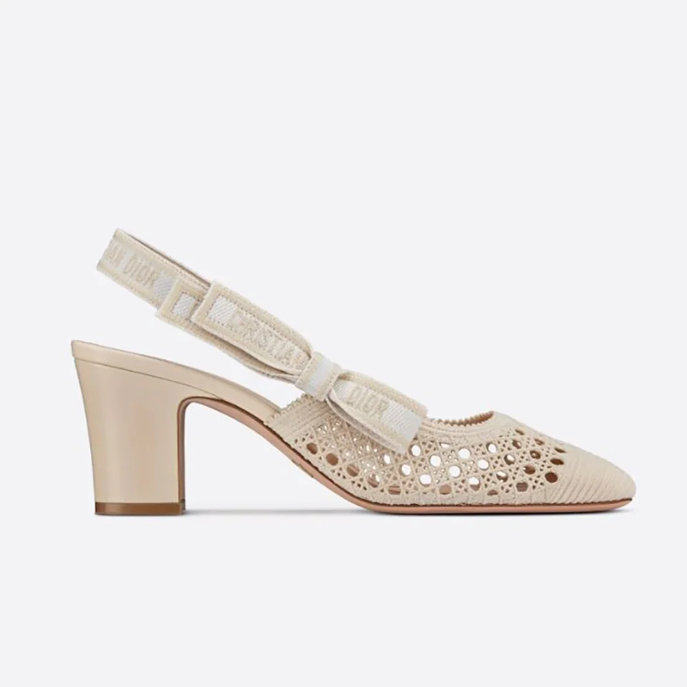 Dior Dior and Moi Slingback Pump Cream Cannage Embroidered Mesh for Women