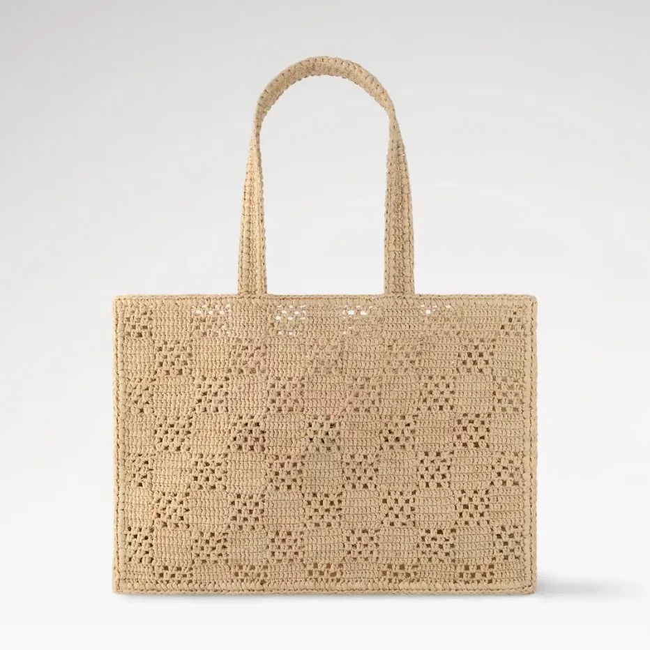 Louis Vuitton Summer Shopper MM Tote Bag / Natural Beige Raffia Gold Hardware