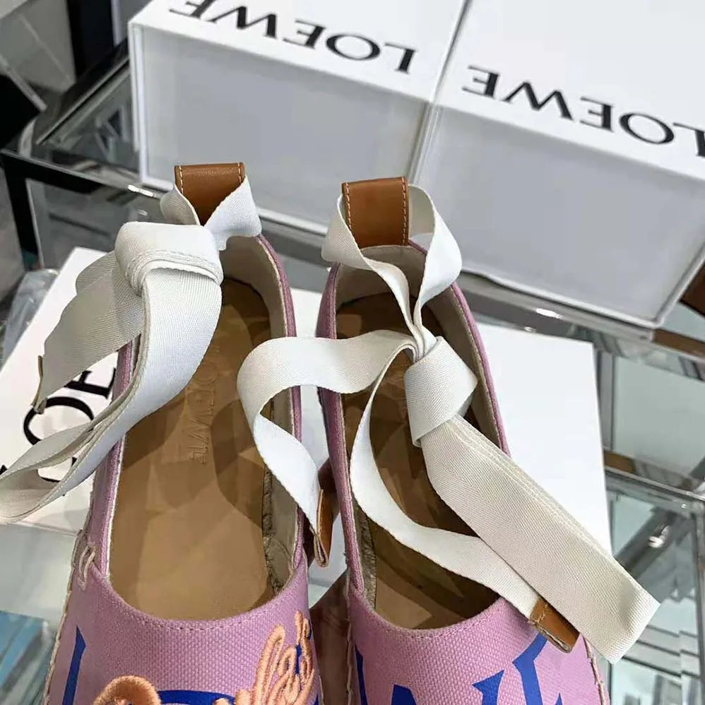 Loewe Paulas Ibiza Espadrille in Canvas for Women in Pink Loewe Paulas Ibiza Espadrille in Canvas for Women in Pink