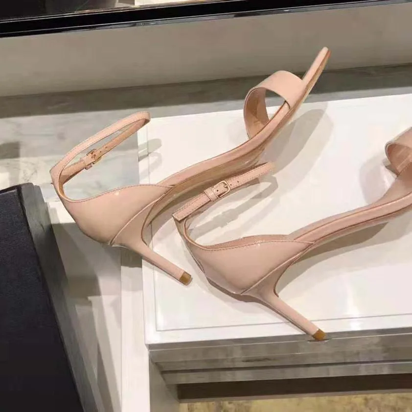 Saint Laurent YSL Amber Sandals Patent Leather 8.5cm Heel for Women in Pink Saint Laurent YSL Amber Sandals Patent Leather 8.5cm Heel for Women in Pink