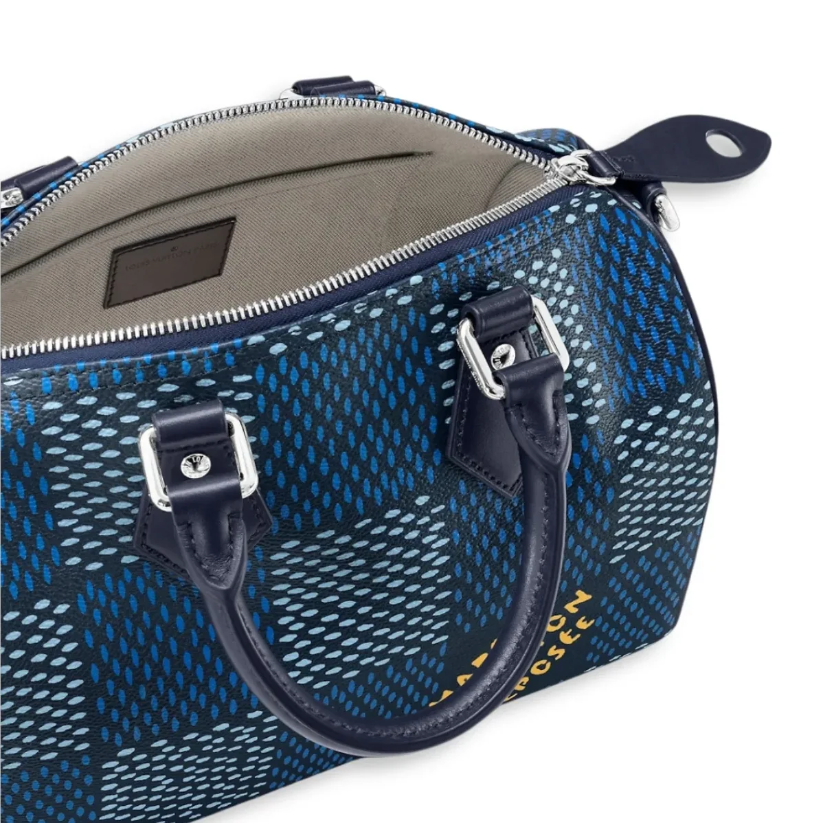 Louis Vuitton Speedy 25 Bandouliere Top Handle Bag in Blue Silver Hardware