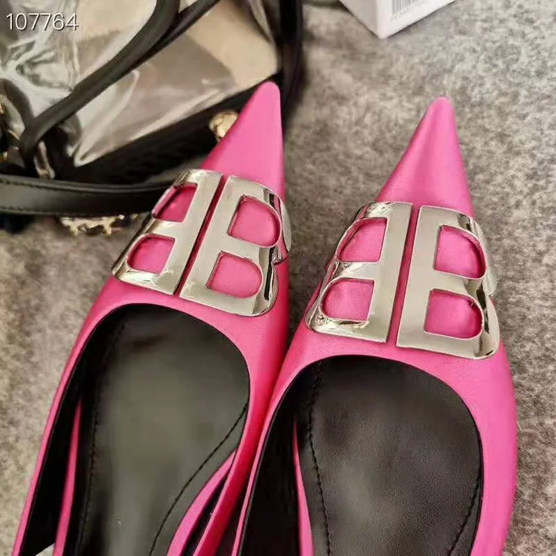 Balenciaga BB Flat Slingback Ballerina Satin 5mm Arch for Women in Rose Balenciaga BB Flat Slingback Ballerina Satin 5mm Arch for Women in Rose