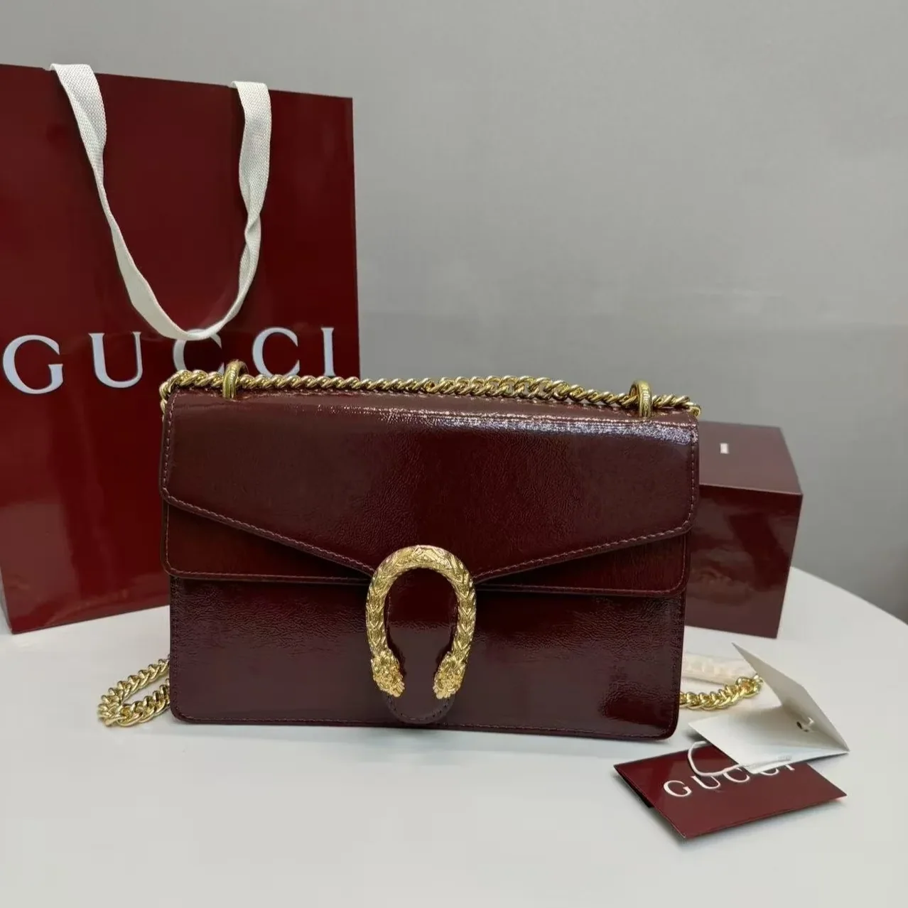 Gucci Dionysus Shoulder Bag in Wine Red Gold Hardware