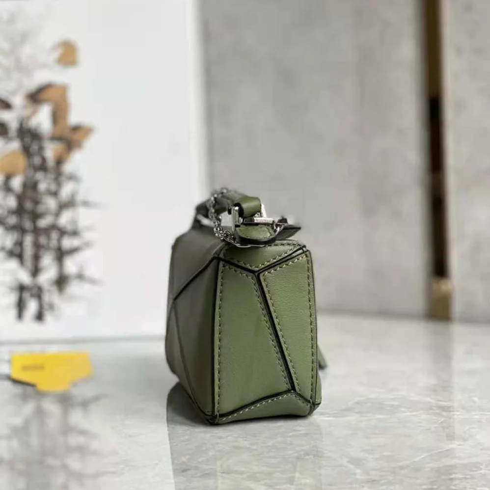 Loewe Nano Puzzle Bag in Classic Calfskin for Women in Green