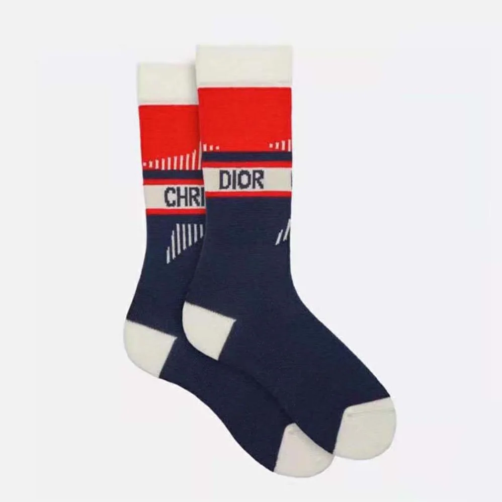 Dior Socks Navy and Ecru Dior Oblique Cotton Blend for Women Dior Socks Navy and Ecru Dior Oblique Cotton Blend for Women