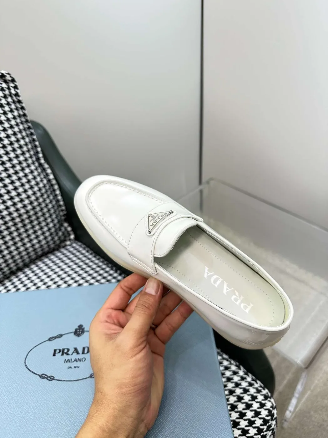Prada Brushed Loafers White