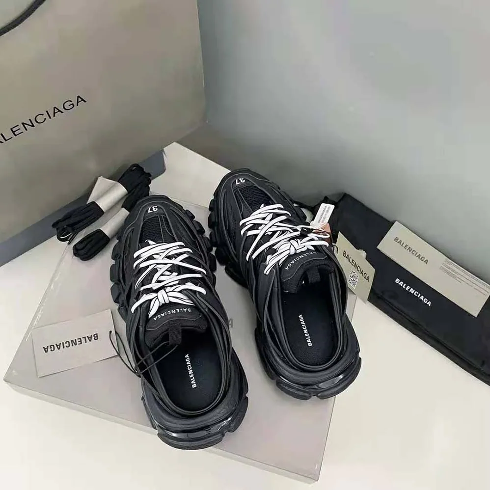 Balenciaga Track Mule in Black Mesh and Nylon for Women Balenciaga Track Mule in Black Mesh and Nylon for Women