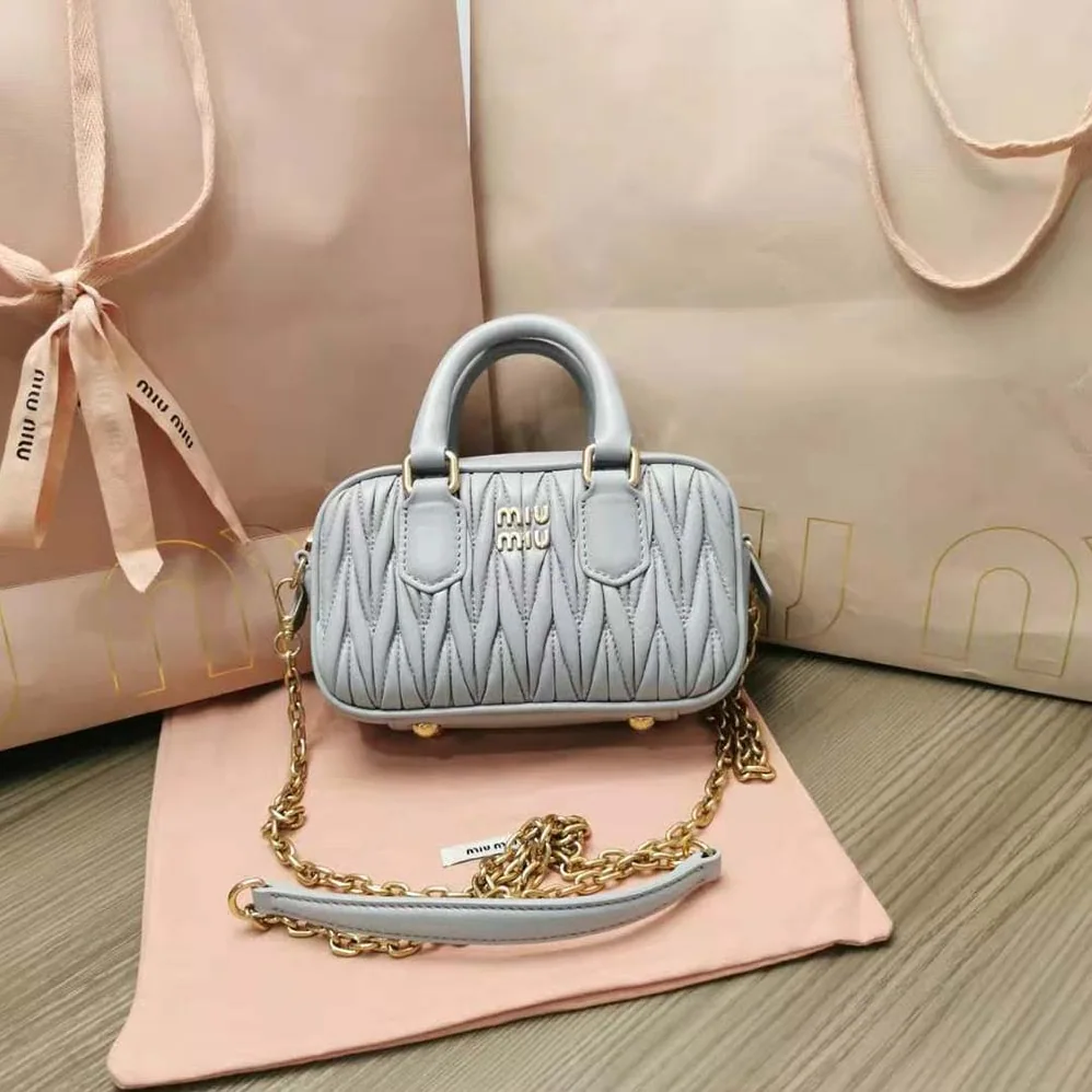 Miu Miu Matelassé Nappa Leather Top-Handle Mini-Bag for Women in Silver