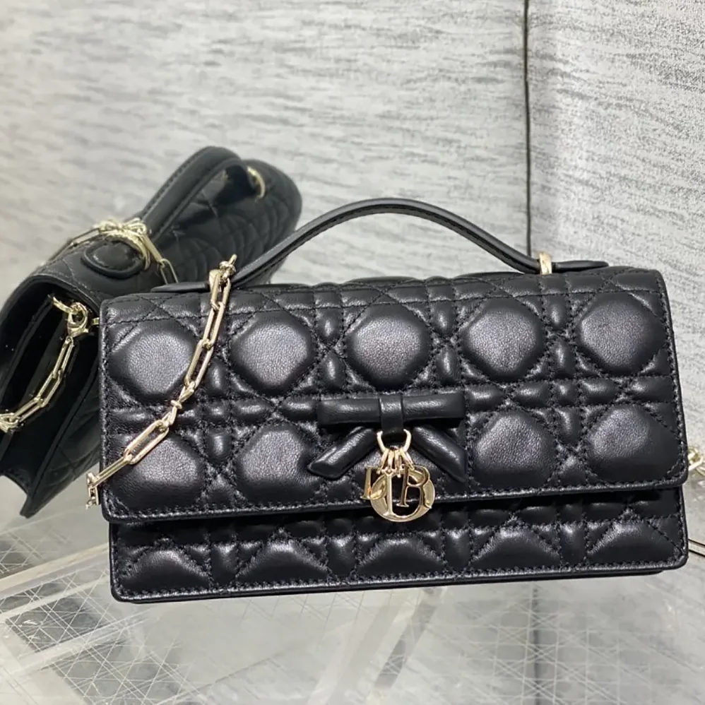 Dior My Dior Mini Bag Black Cannage Lambskin for Women