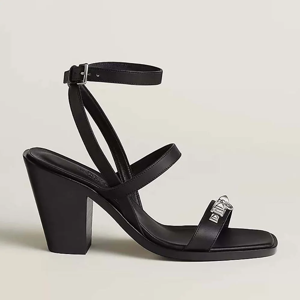 Hermes Ivresse 65 Sandal in Calfskin-Black H241152Z for Women Hermes Ivresse 65 Sandal in Calfskin-Black H241152Z for Women