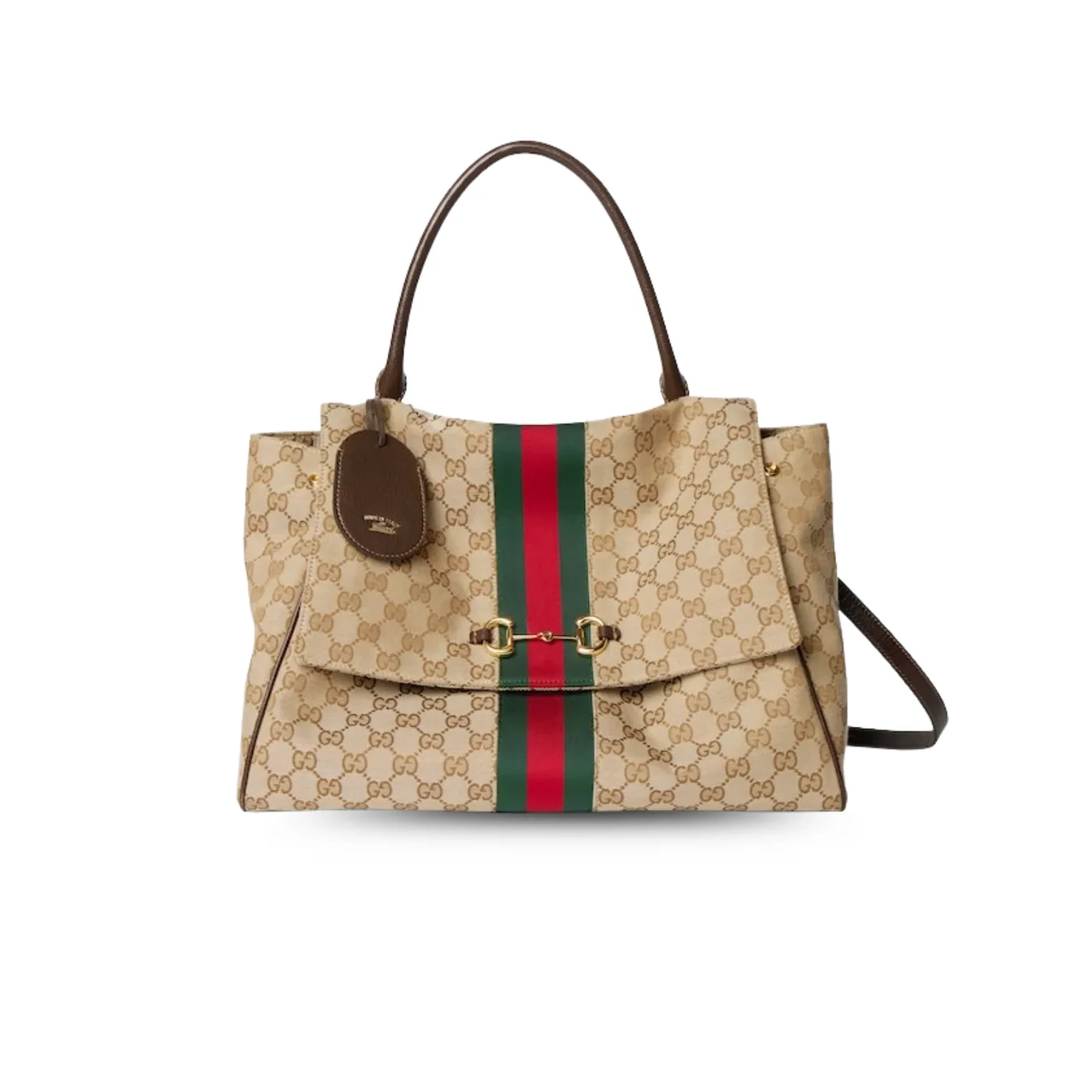 Gucci Paparazzo Large Top Handle Bag / Sand/ Dark Brown Gold Hardware