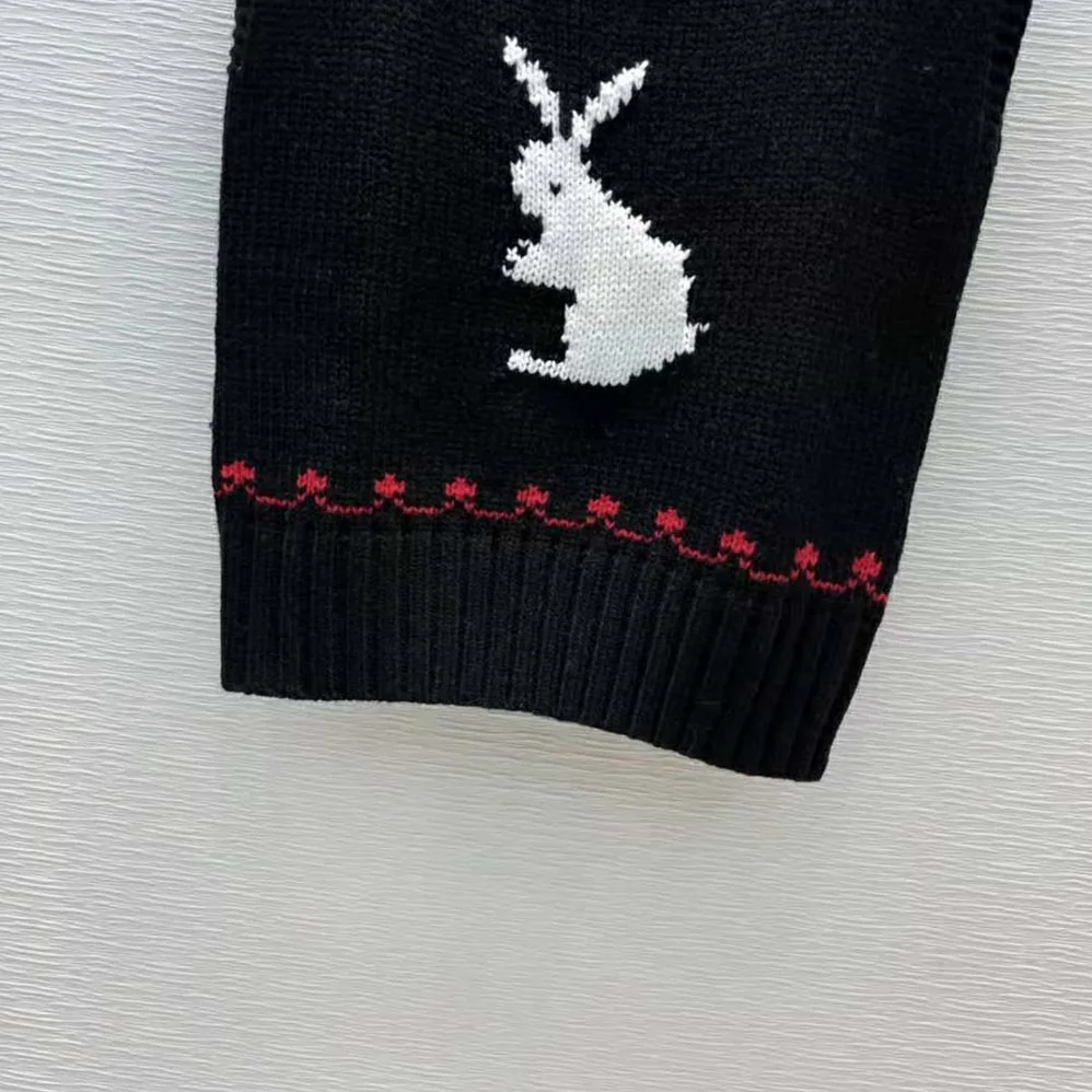 Dior Dioramour Sleeveless Sweater Black White and Red Wool and Cashmere for Women