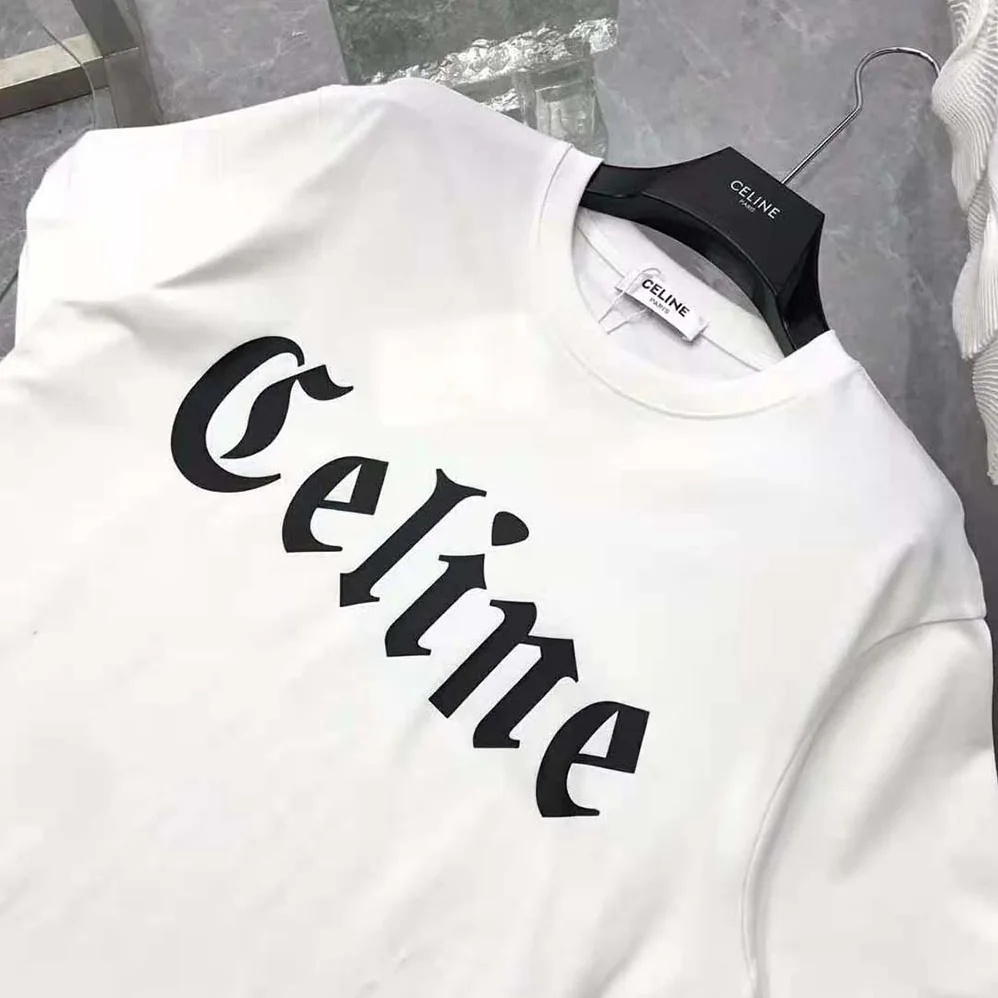 Celine Gothic T-shirt in Cotton Jersey for Women in White Celine Gothic T-shirt in Cotton Jersey for Women in White