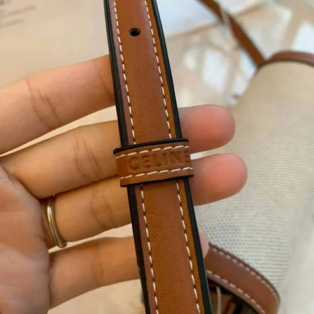 Celine Teen Triomphe Bag in Textile and Natural Calfskin for Women