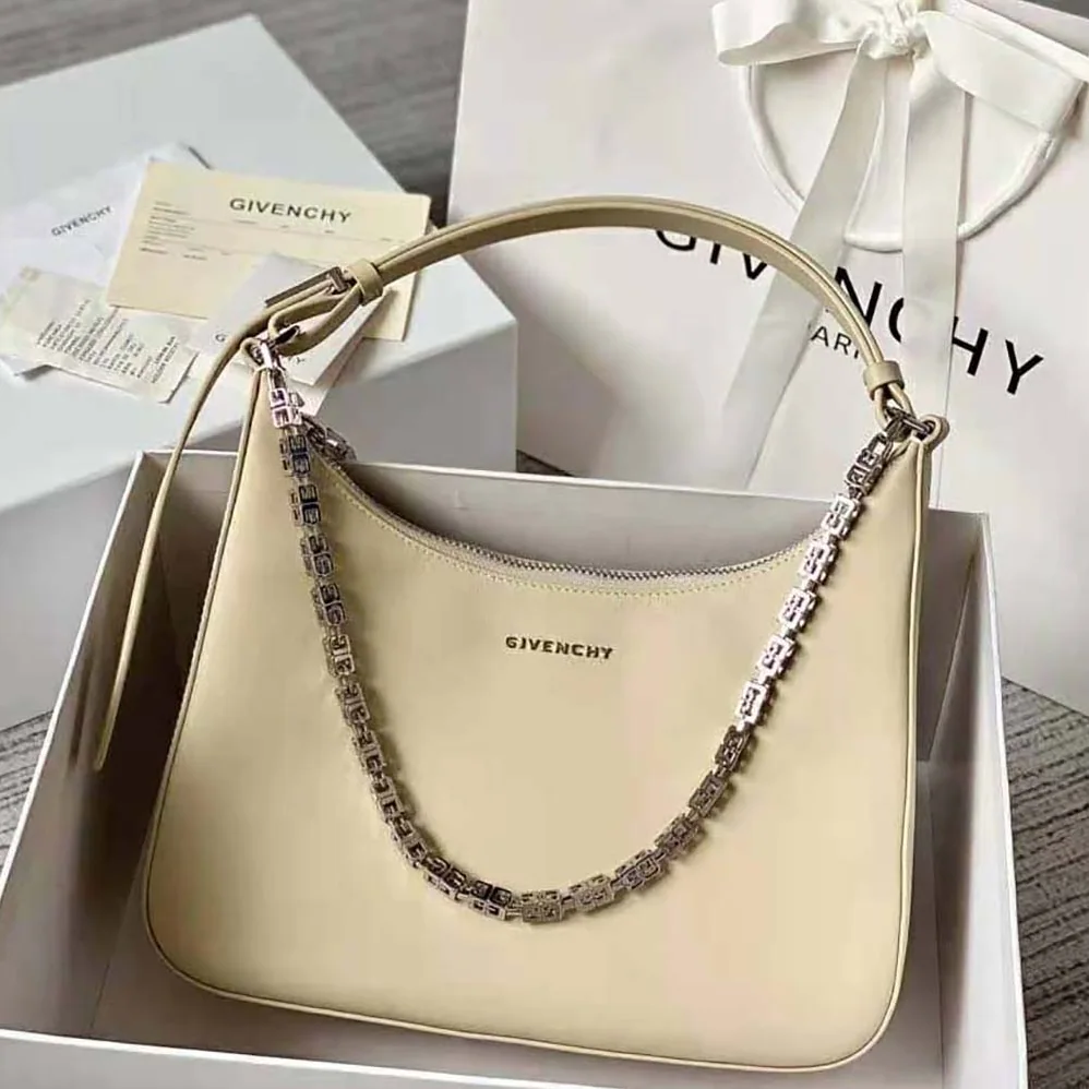 Givenchy Medium Moon Cut Out Bag in Leather for Women in Beige