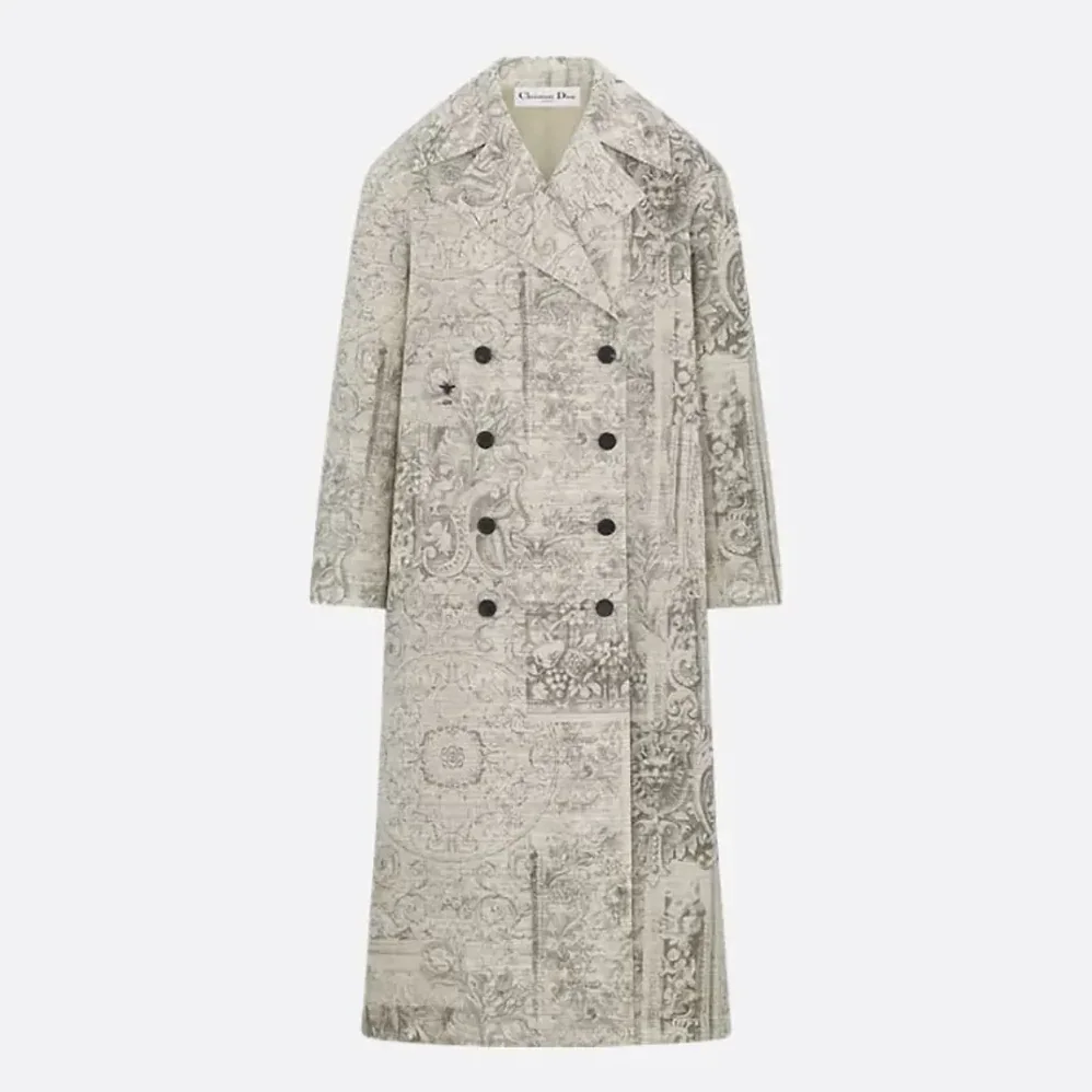 Dior Coat Beige Dior Barocco Cotton Mohair and Wool Blend for Women Dior Coat Beige Dior Barocco Cotton Mohair and Wool Blend for Women