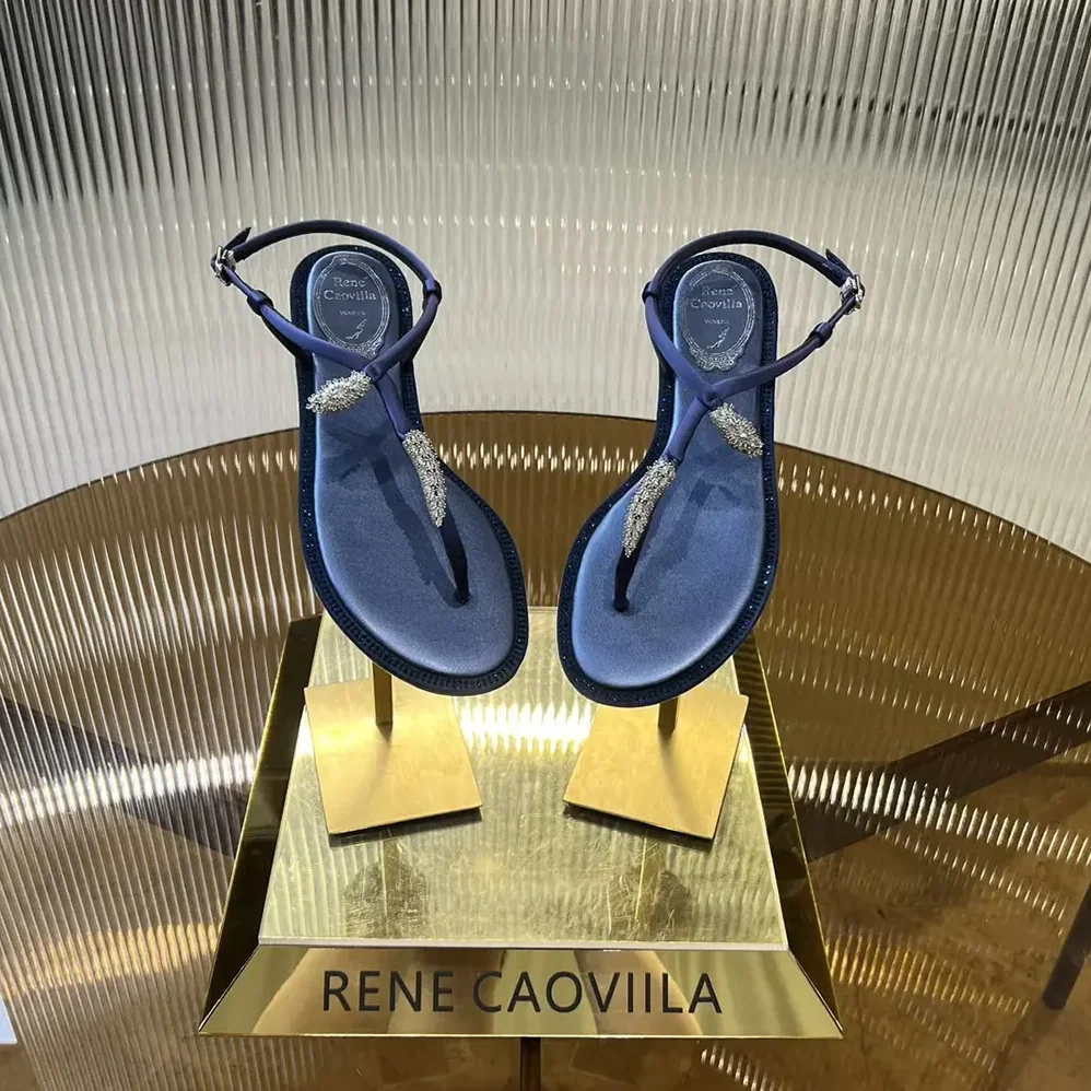 Rene Caovilla Serpente Indigo Thong Sandal 10 for Women
