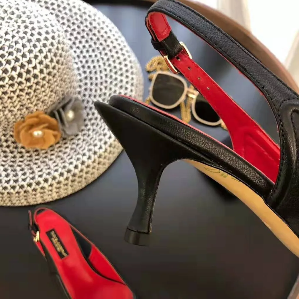 Dolce Gabbana D&G DG AMORE Slingbacks in Calfskin for Women in Black Dolce Gabbana D&G DG AMORE Slingbacks in Calfskin for Women in Black