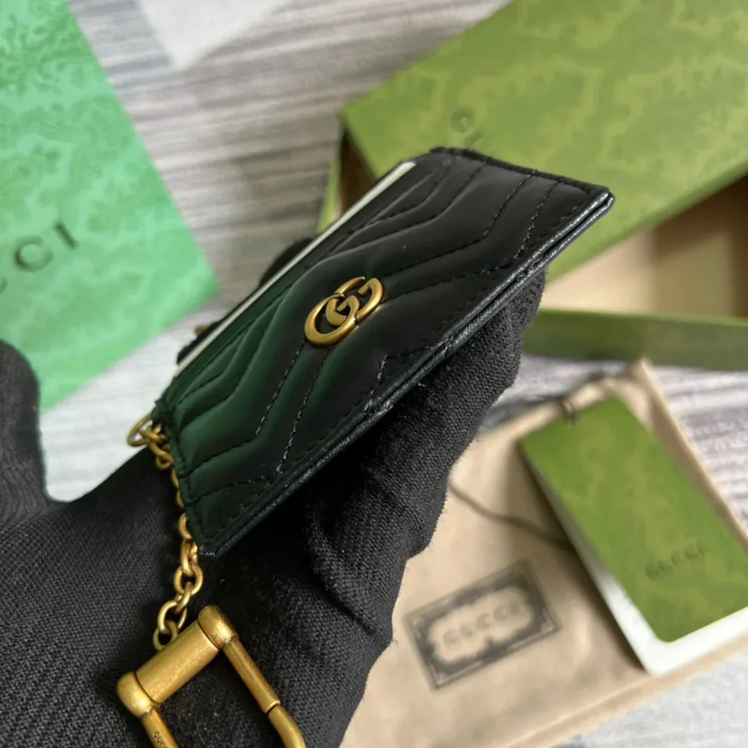 Gucci GG Marmont Keychain Wallet Black DTDHT 1000 /