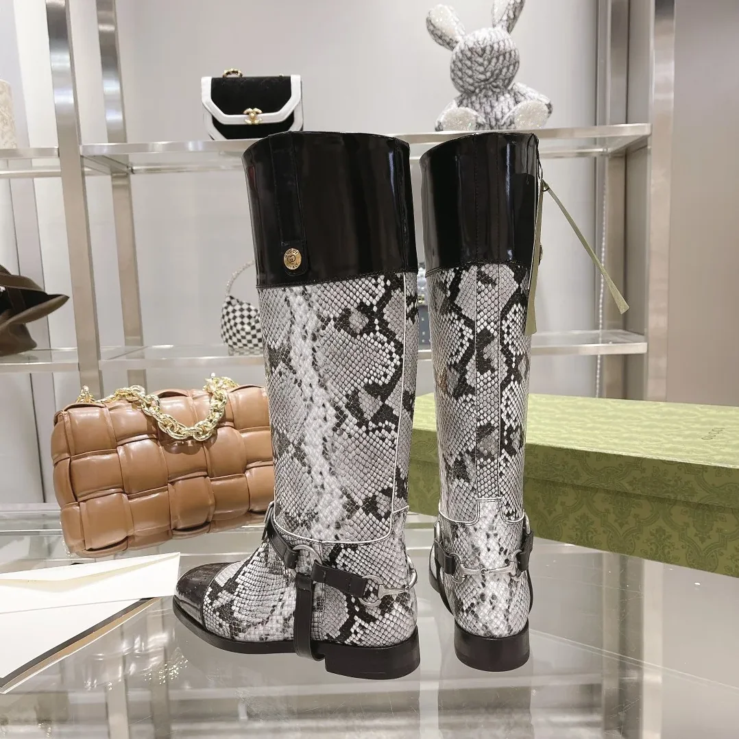 Gucci Knee-High Boots With Harness Beige GG Gucci Knee-High Boots With Harness Beige GG