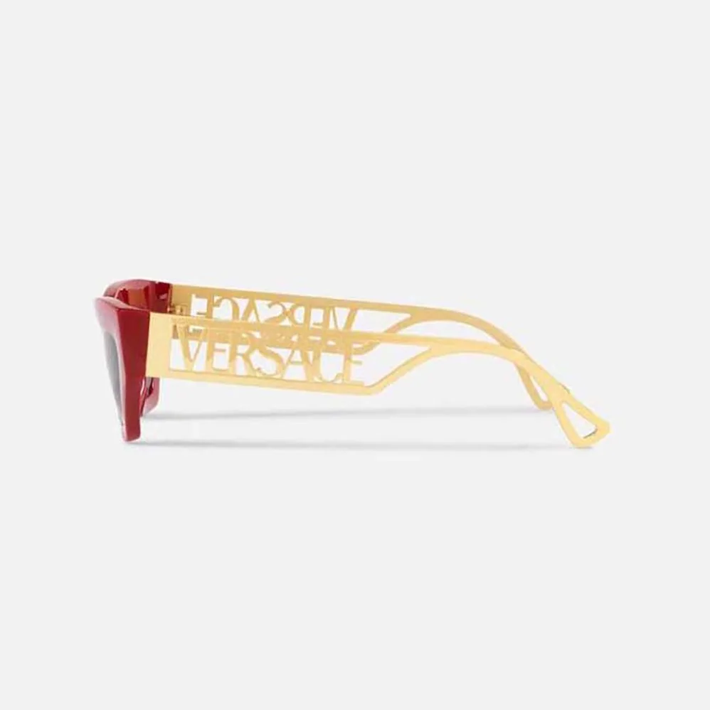 Versace 90s Vintage Logo Cat-Eye Sunglasses for Women in Red