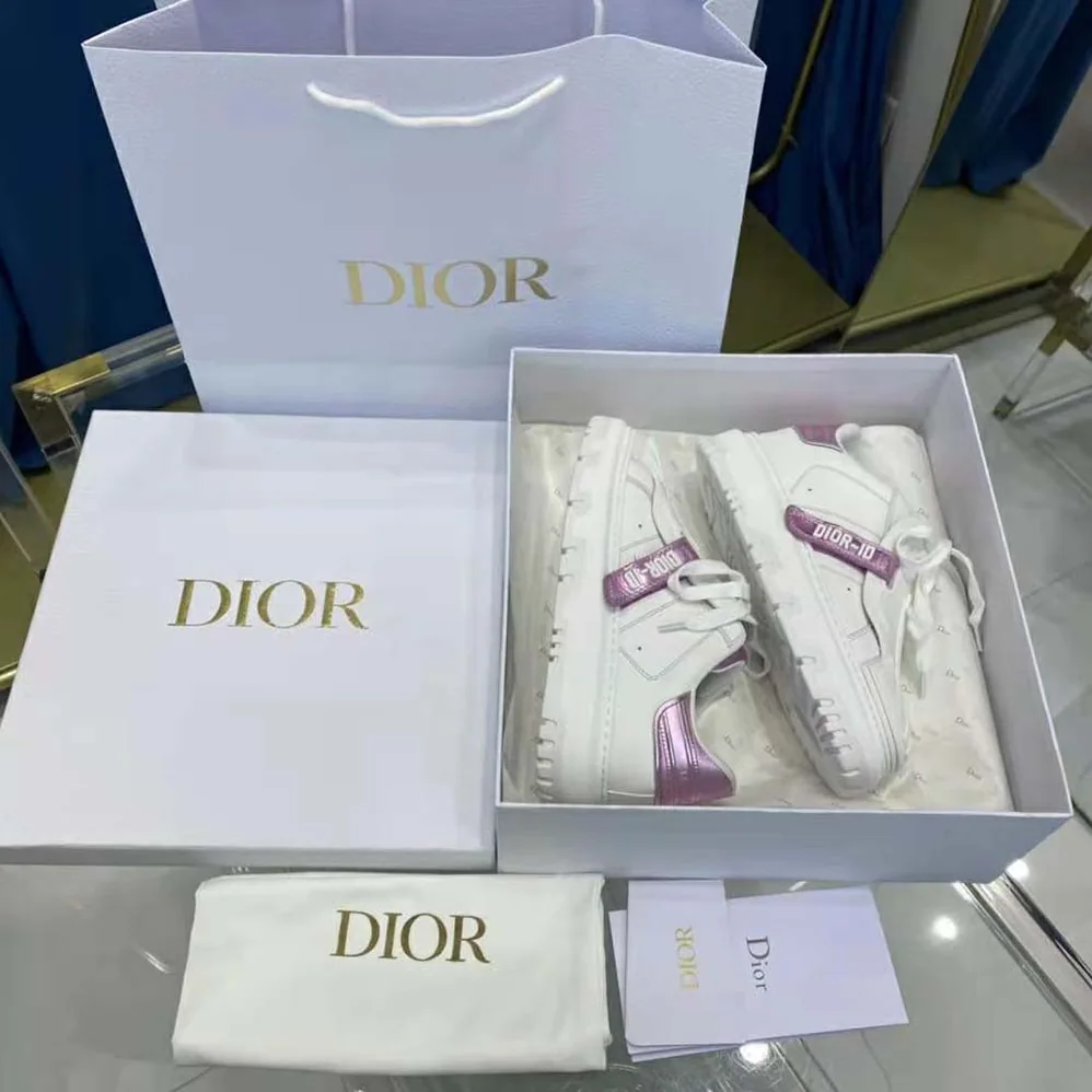 Dior Dior-id Sneaker White and Metallic Pink Calfskin for Women Dior Dior-id Sneaker White and Metallic Pink Calfskin for Women