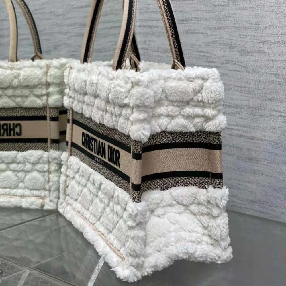 Dior Medium Dior Book Tote Ice Cannage Shearling for Women