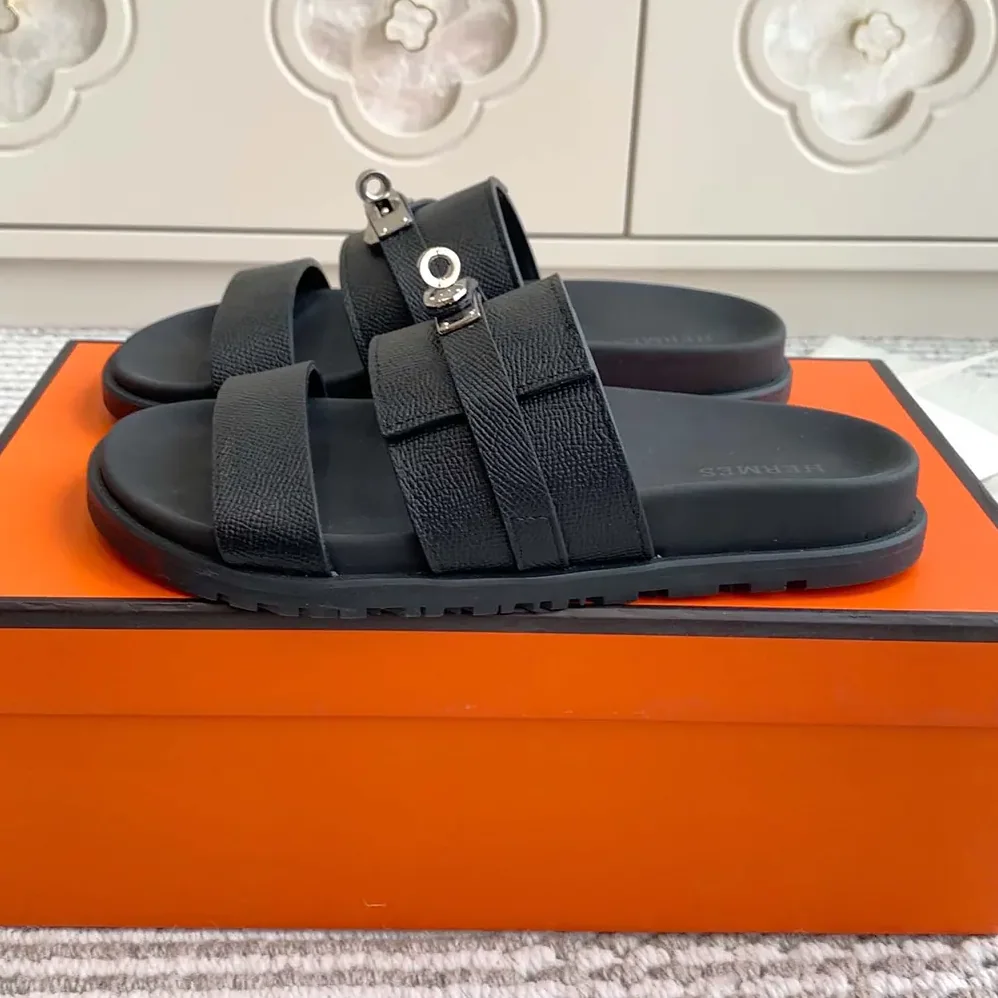 Hermes Jackson Sandal for Unisex in Black Hermes Jackson Sandal for Unisex in Black